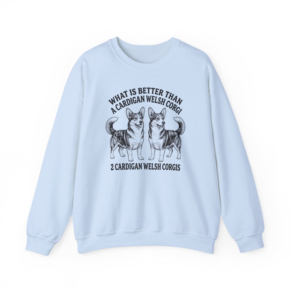 2 Cardigan Welsh Corgi Crewneck Sweatshirt Light Blue