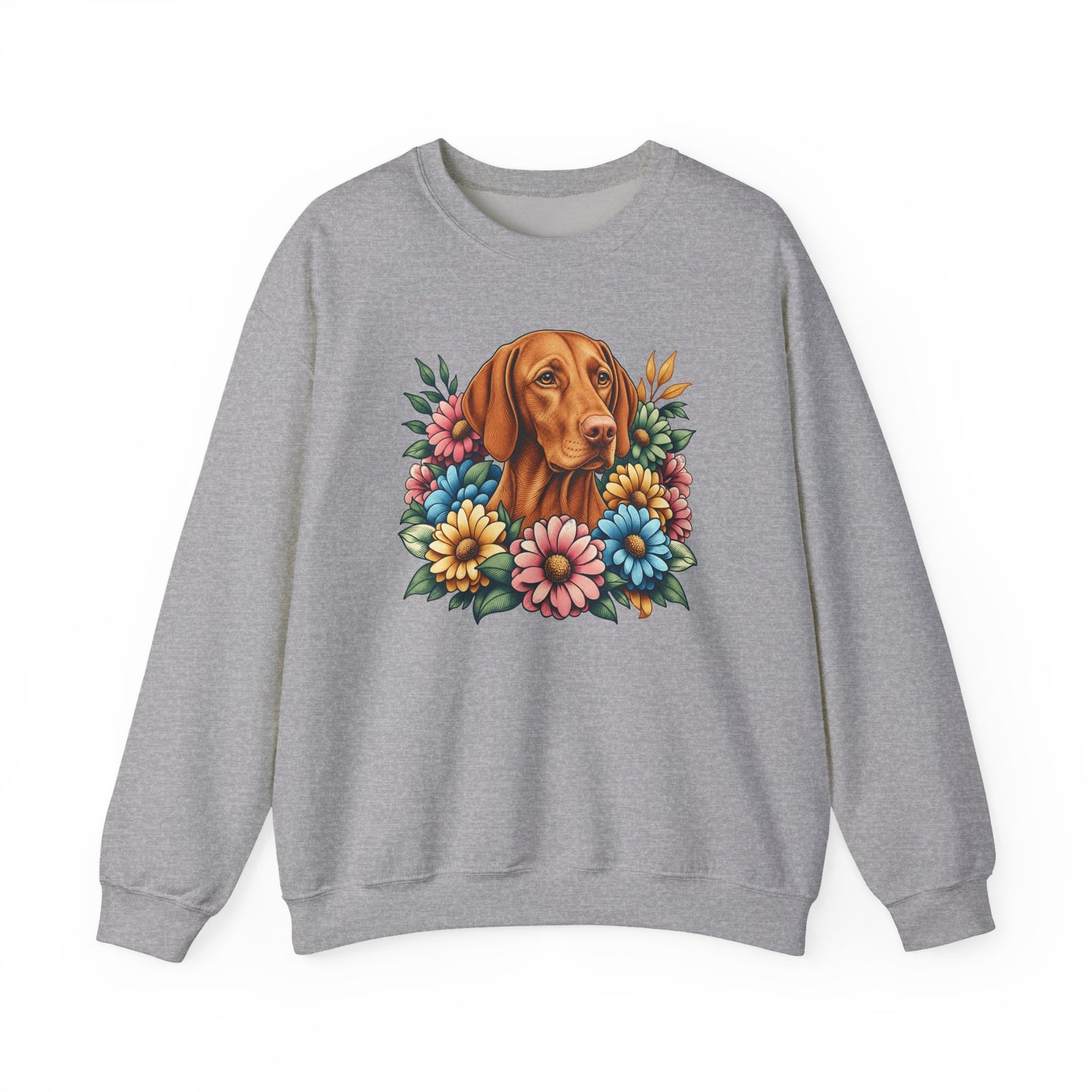 Vizsla Flower Wreath Crewneck Sweatshirt