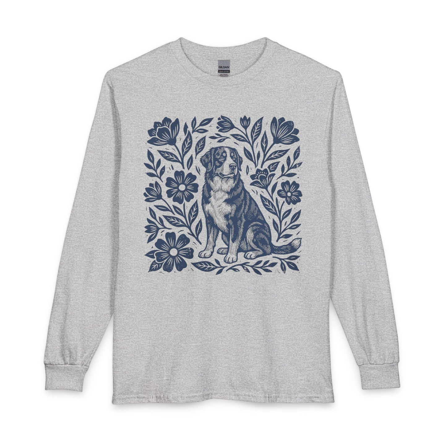 Bernese Mountain Dog Linocut Long Sleeve