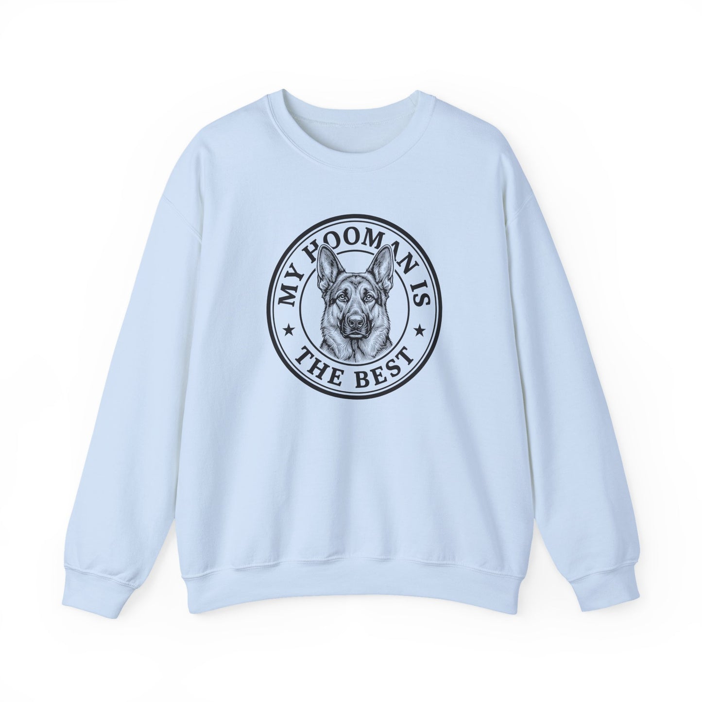 German Shepherd My Hooman Crewneck Sweatshirt Light Blue