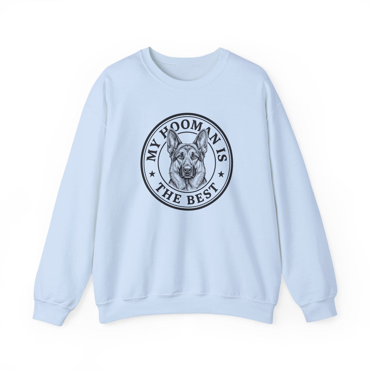 German Shepherd My Hooman Crewneck Sweatshirt Light Blue