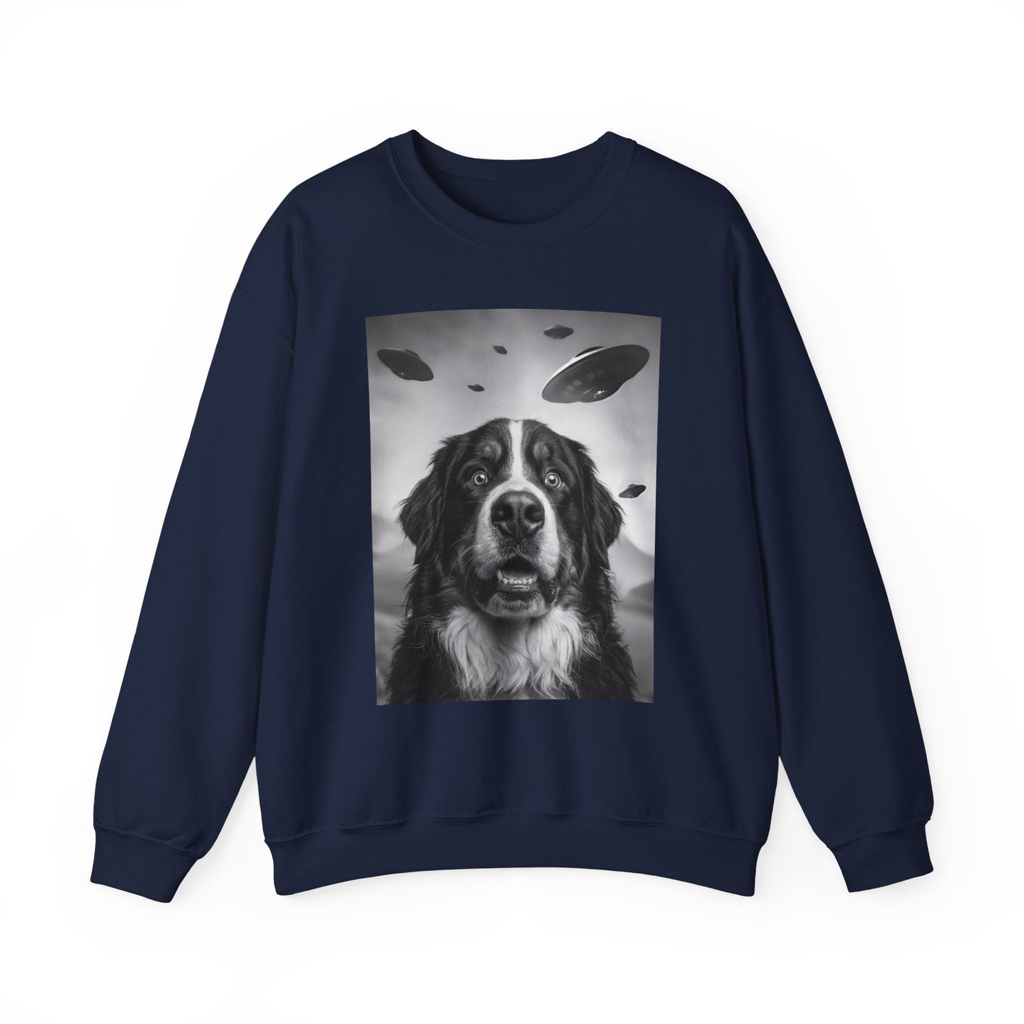 Bernese Mountain Dog UFO Crewneck Sweatshirt Navy
