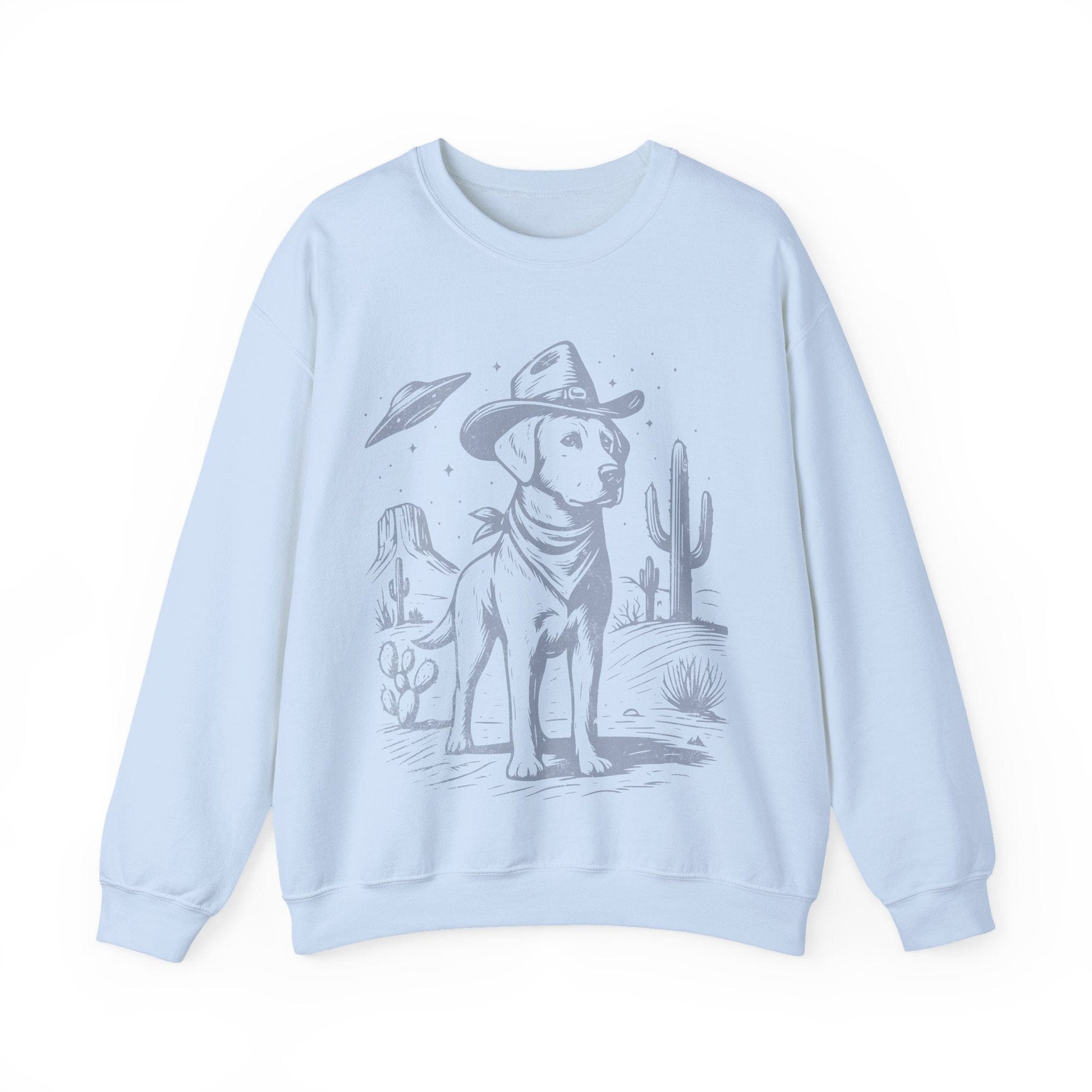 Labrador Cowboy Crewneck Sweatshirt Light Blue