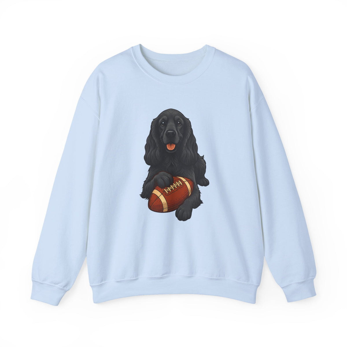 Black Cocker Spaniel Football Crewneck Sweatshirt