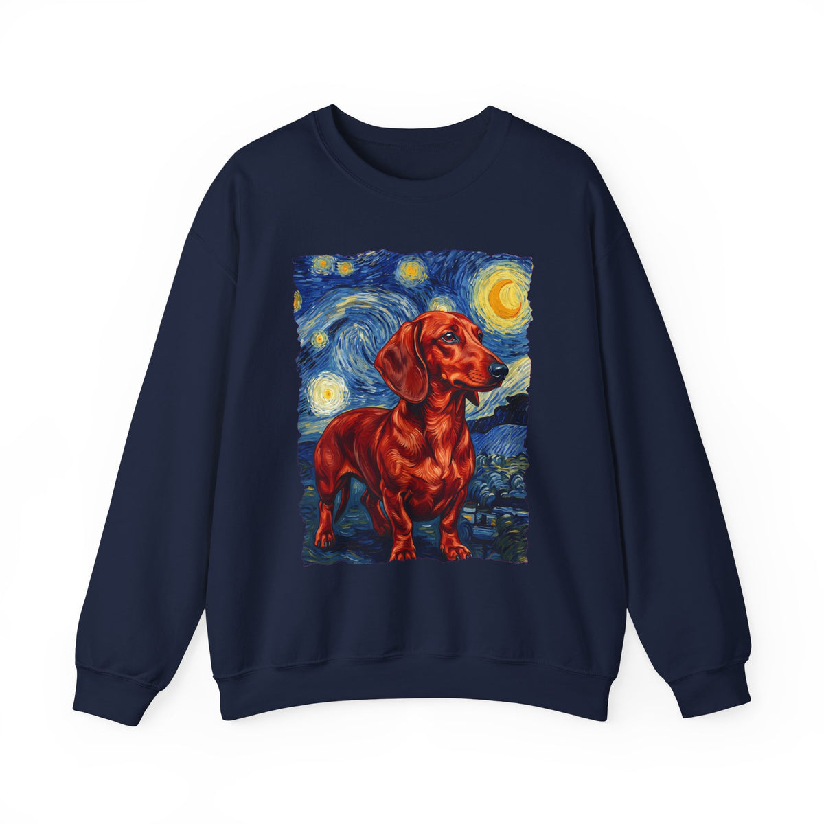 Dachshund Van Gogh Red Crewneck Sweatshirt