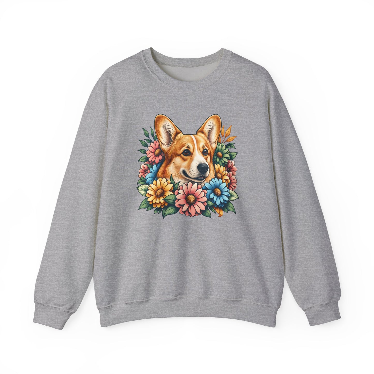 Cardigan Welsh Corgi Red Flowers Crewneck Sweatshirt