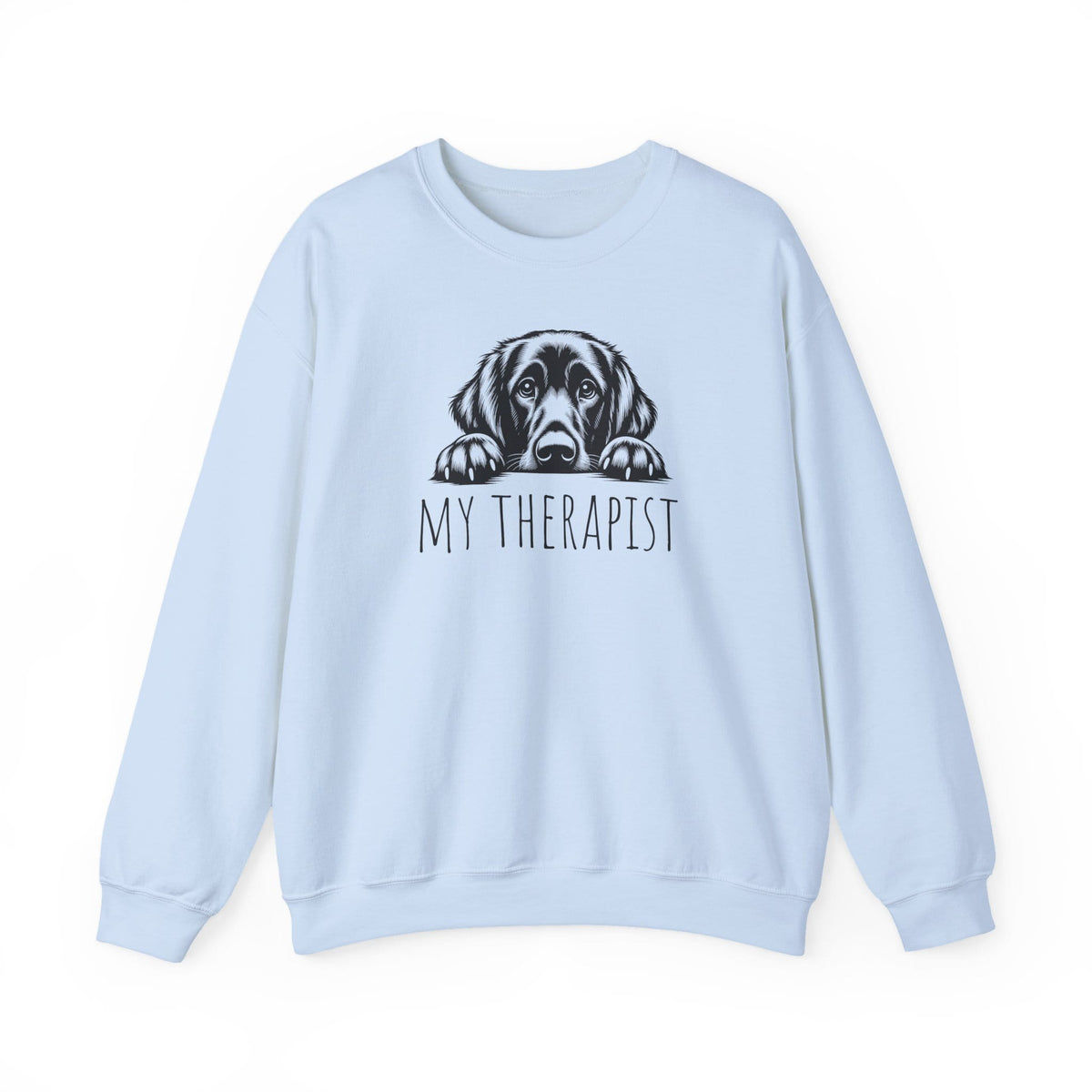 Flat Coated Retriever My Therapist Crewneck Sweatshirt Light Blue