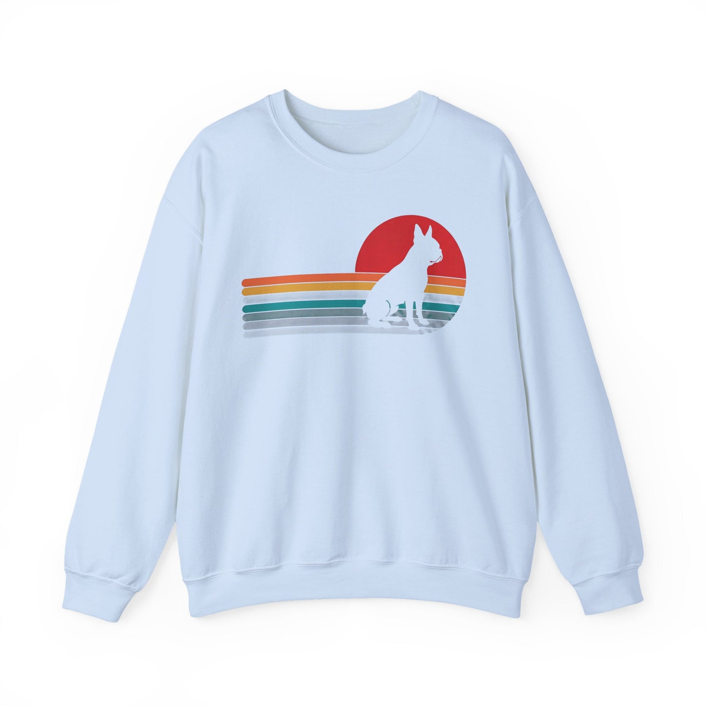 Boston Terrier Retro Sunset Crewneck Sweatshirt