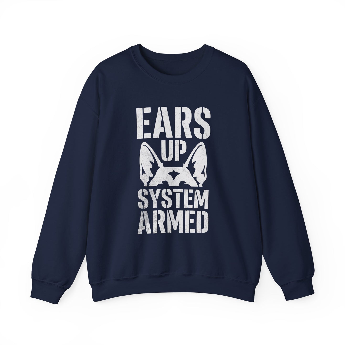 German Shepherd Alarm Crewneck Sweatshirt Navy