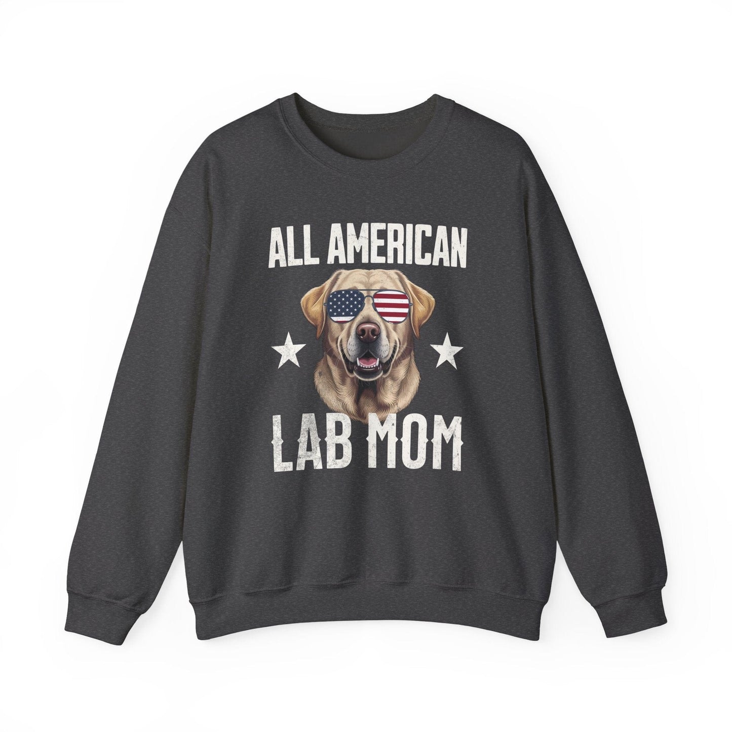 All American Lab Mom Crewneck Sweatshirt Dark Heather