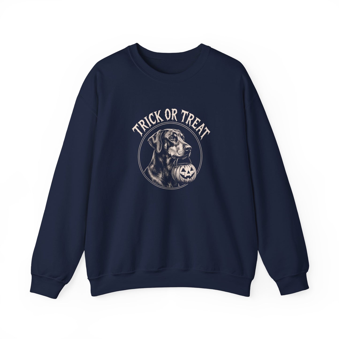 Doberman Halloween Trick or Treat Crewneck Sweatshirt