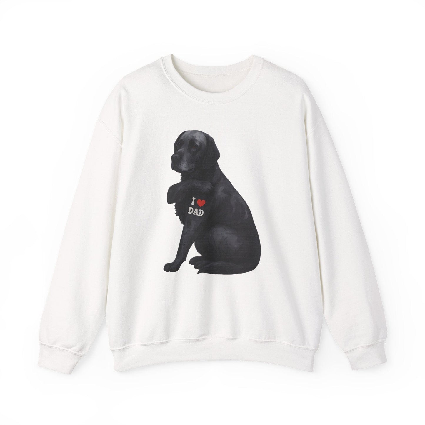 I Love Dad Black Lab Crewneck Sweatshirt White