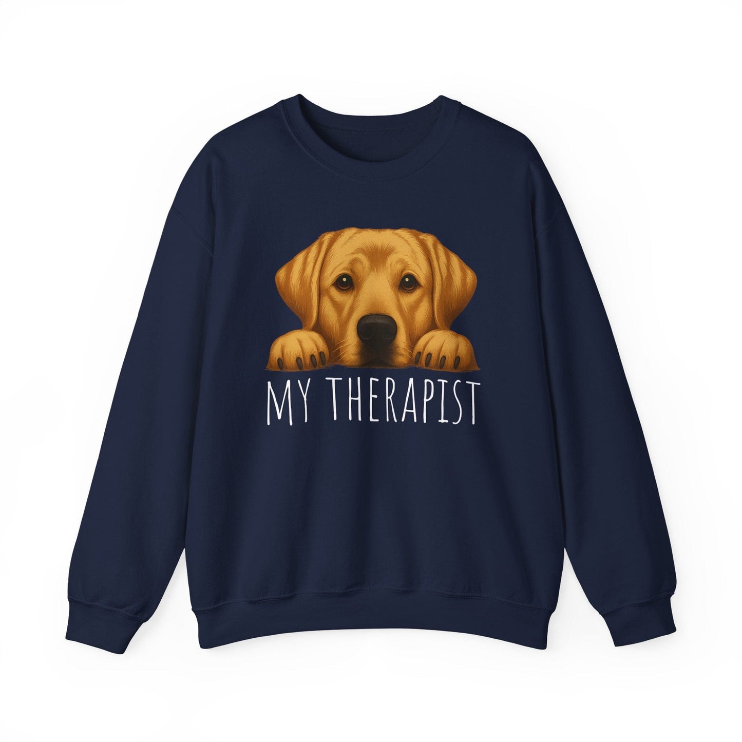 My Therapist Yellow Labrador Crewneck Sweatshirt Navy