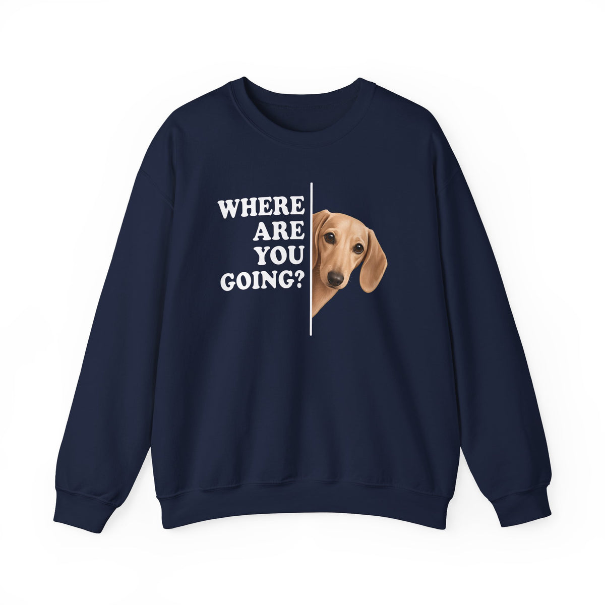 Dachshund Where Are You Going Cream Crewneck Sweatshirt