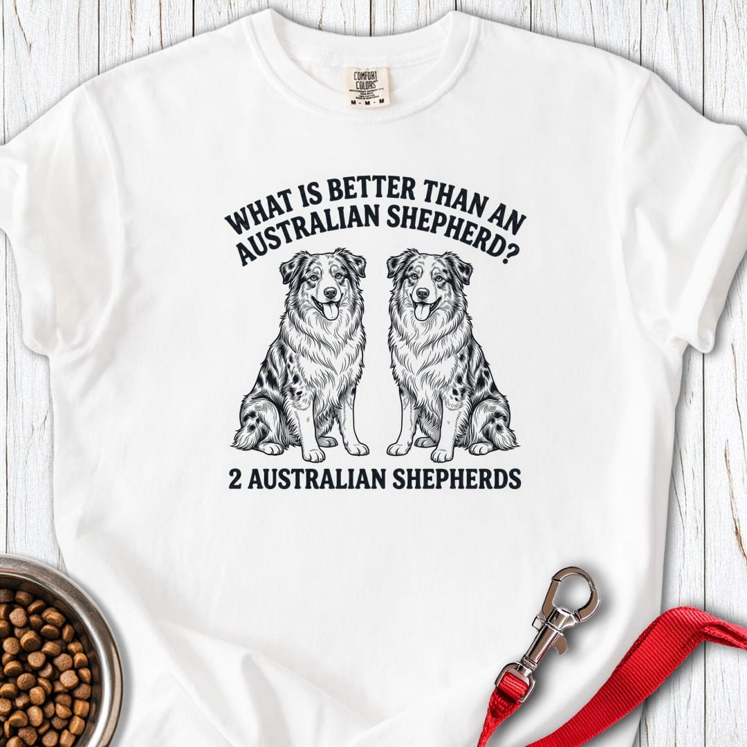 2 Australian Shepherds Premium Tee White
