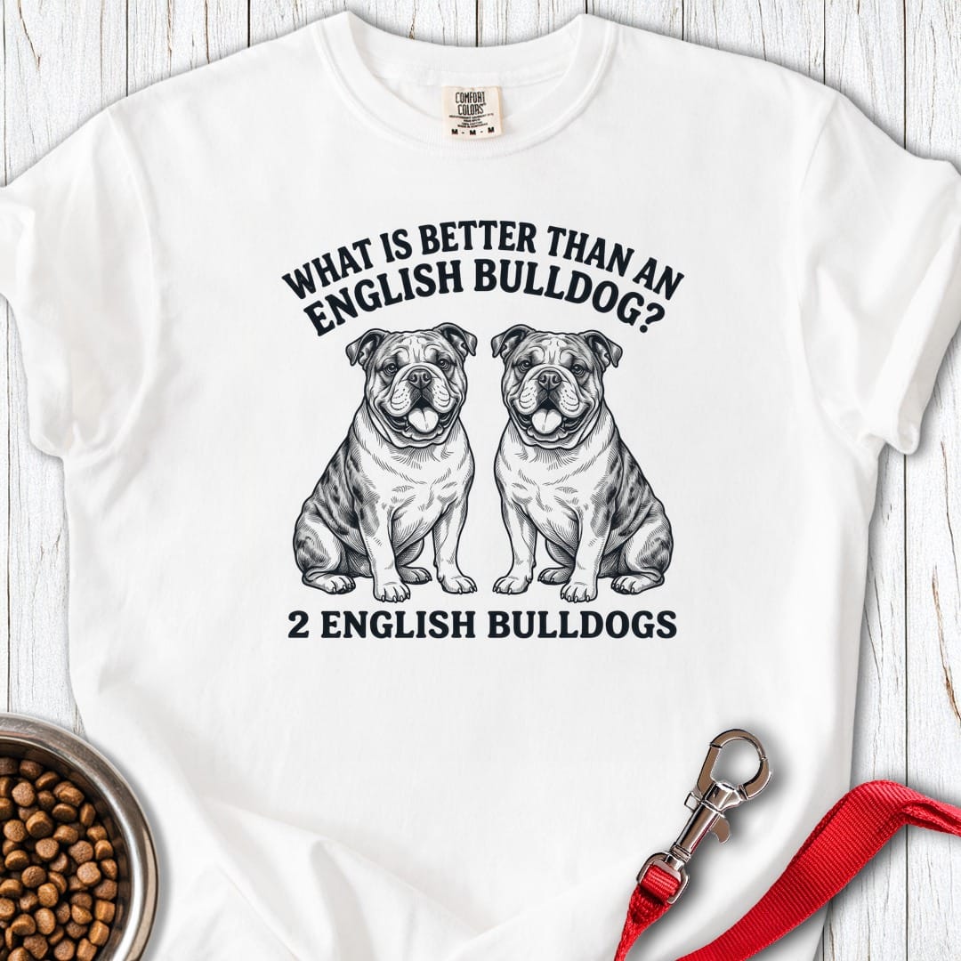 2 English Bulldog Premium Tee White