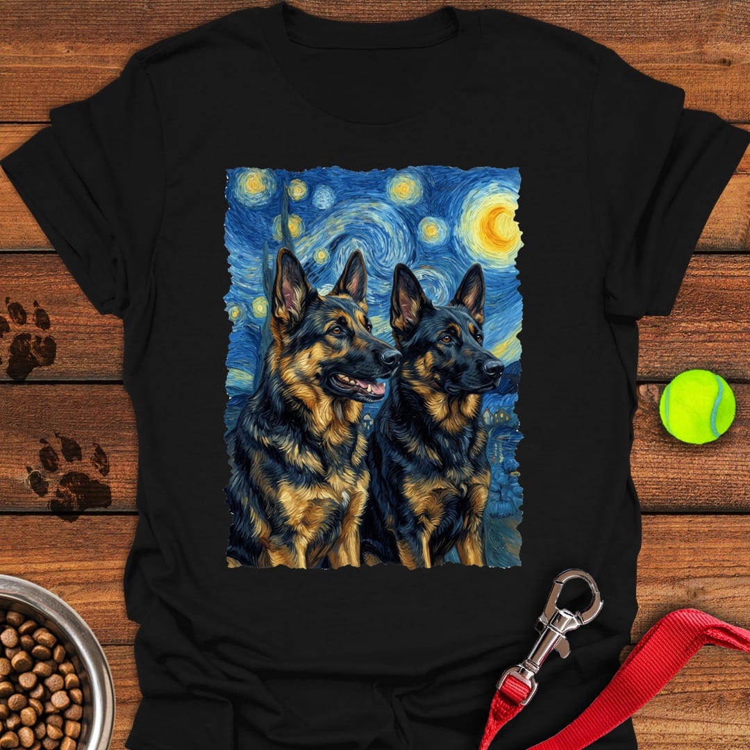 2 German Shepherds Van Gogh Black