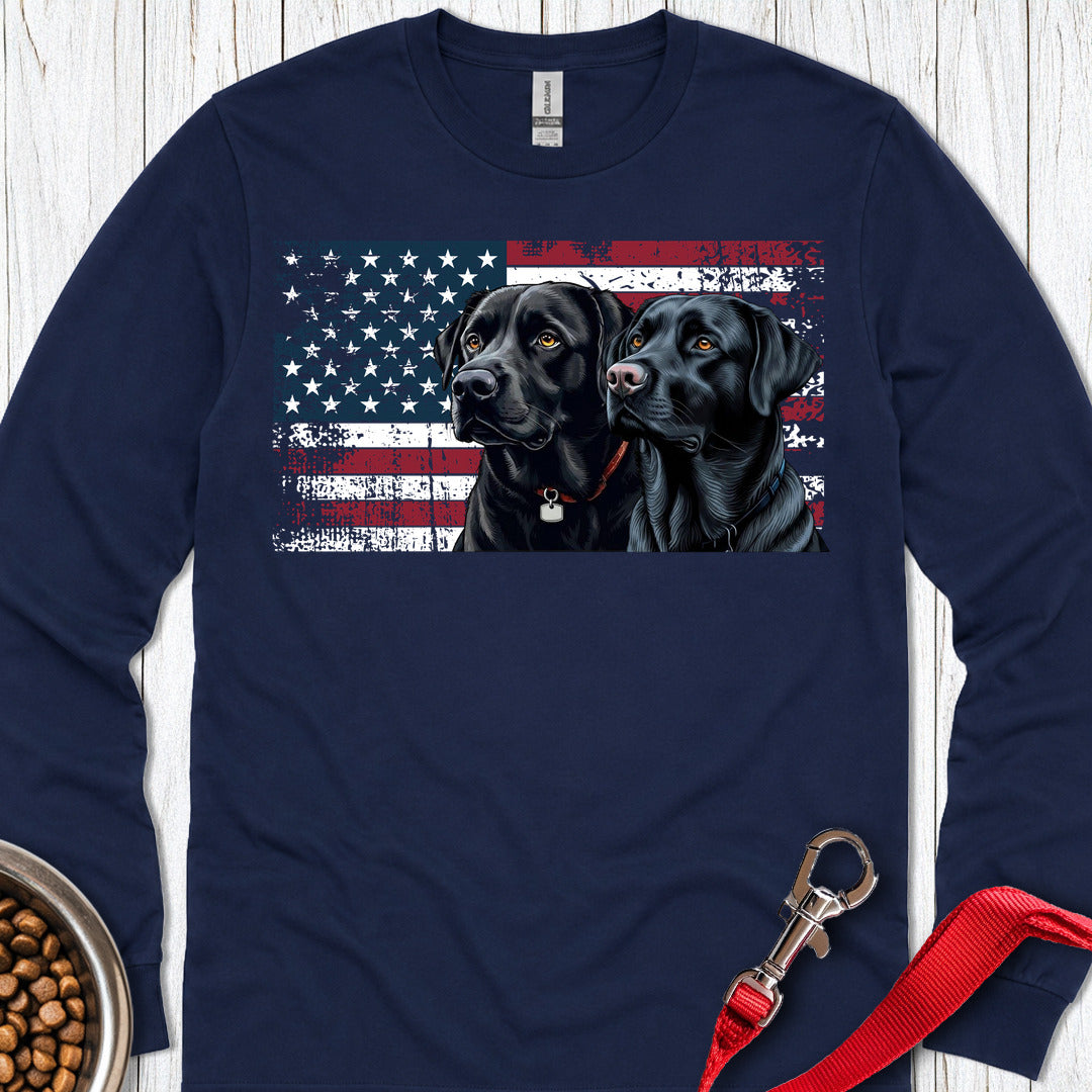 2 Black Labs USA Long Sleeve Navy