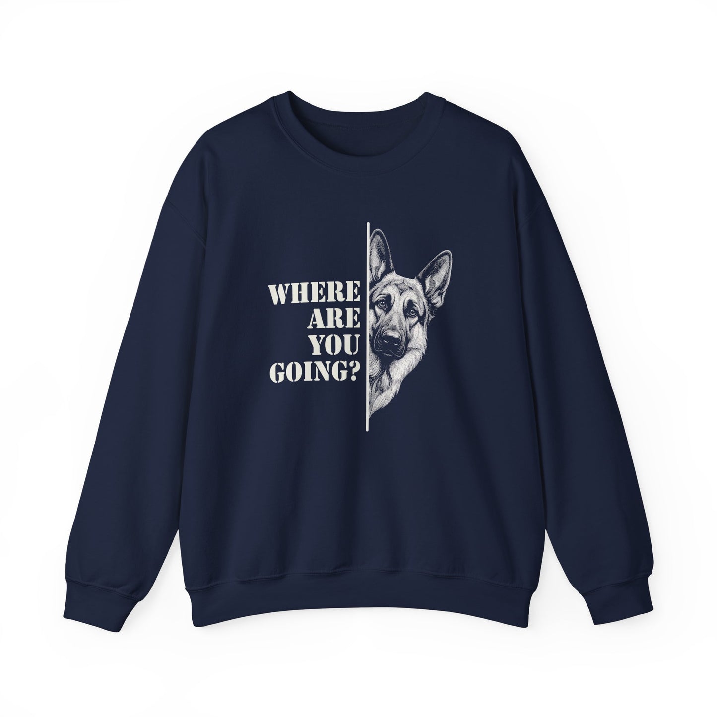 German Shepherd Following Crewneck Sweatshirt Navy