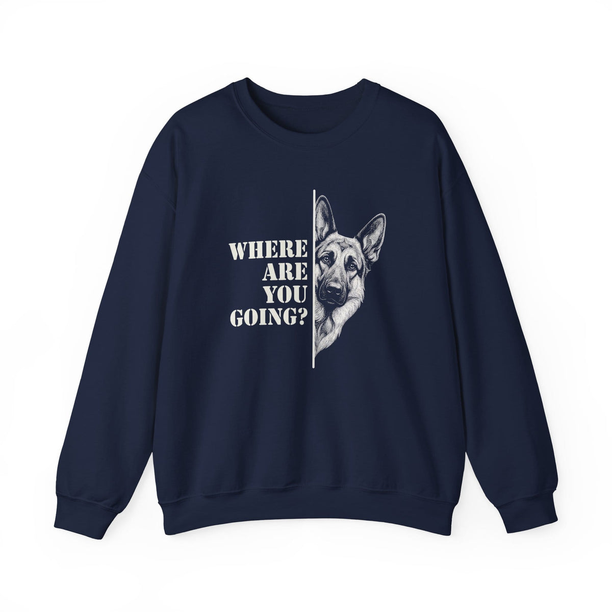 German Shepherd Following Crewneck Sweatshirt Navy