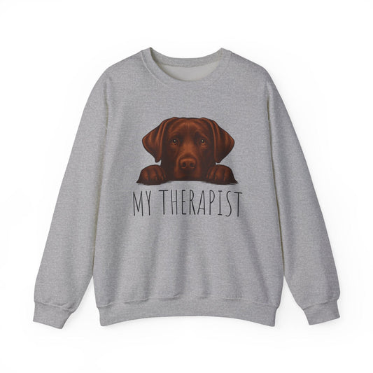 My Therapist Chocolate Lab Crewneck Sweatshirt Sport Grey