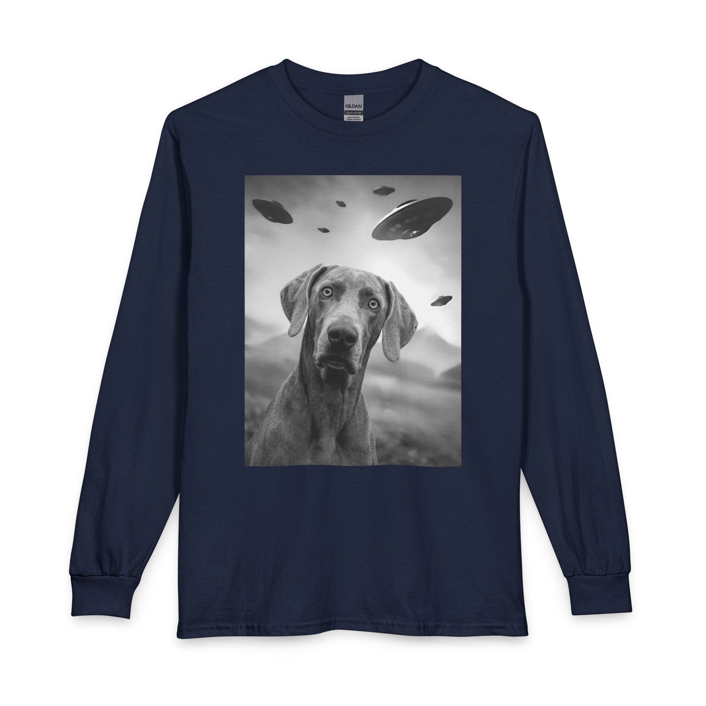 Weimaraner UFO Long Sleeve Navy