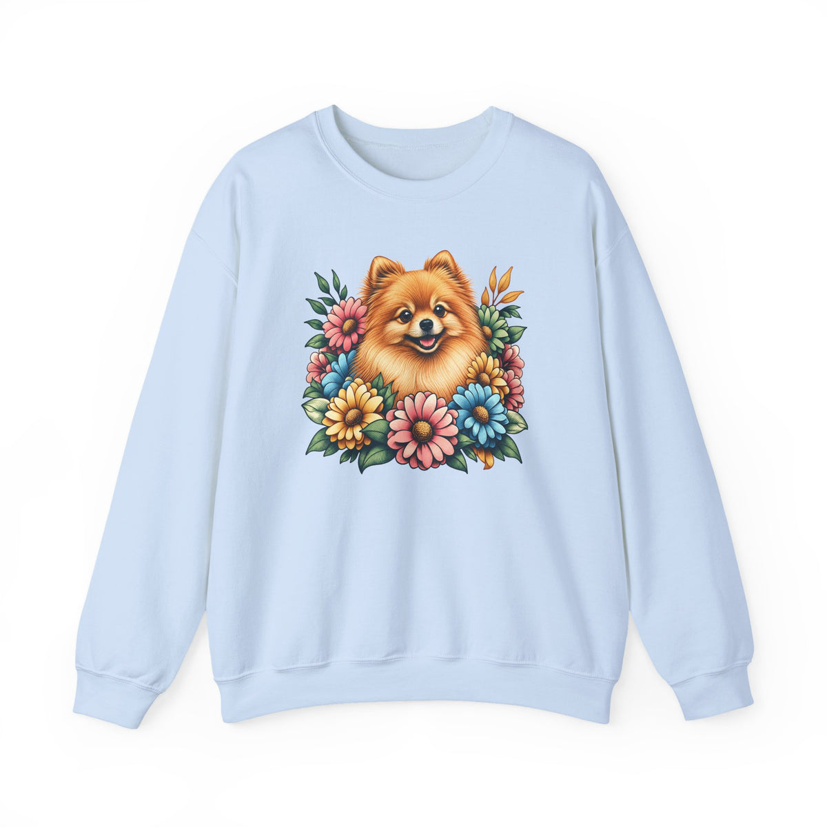 Pomeranian Flower Wreath Crewneck Sweatshirt