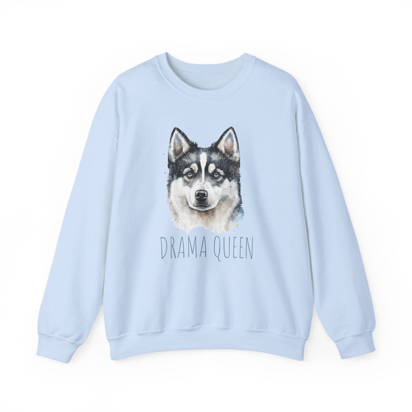 Drama Queen Husky Crewneck Sweatshirt Light Blue