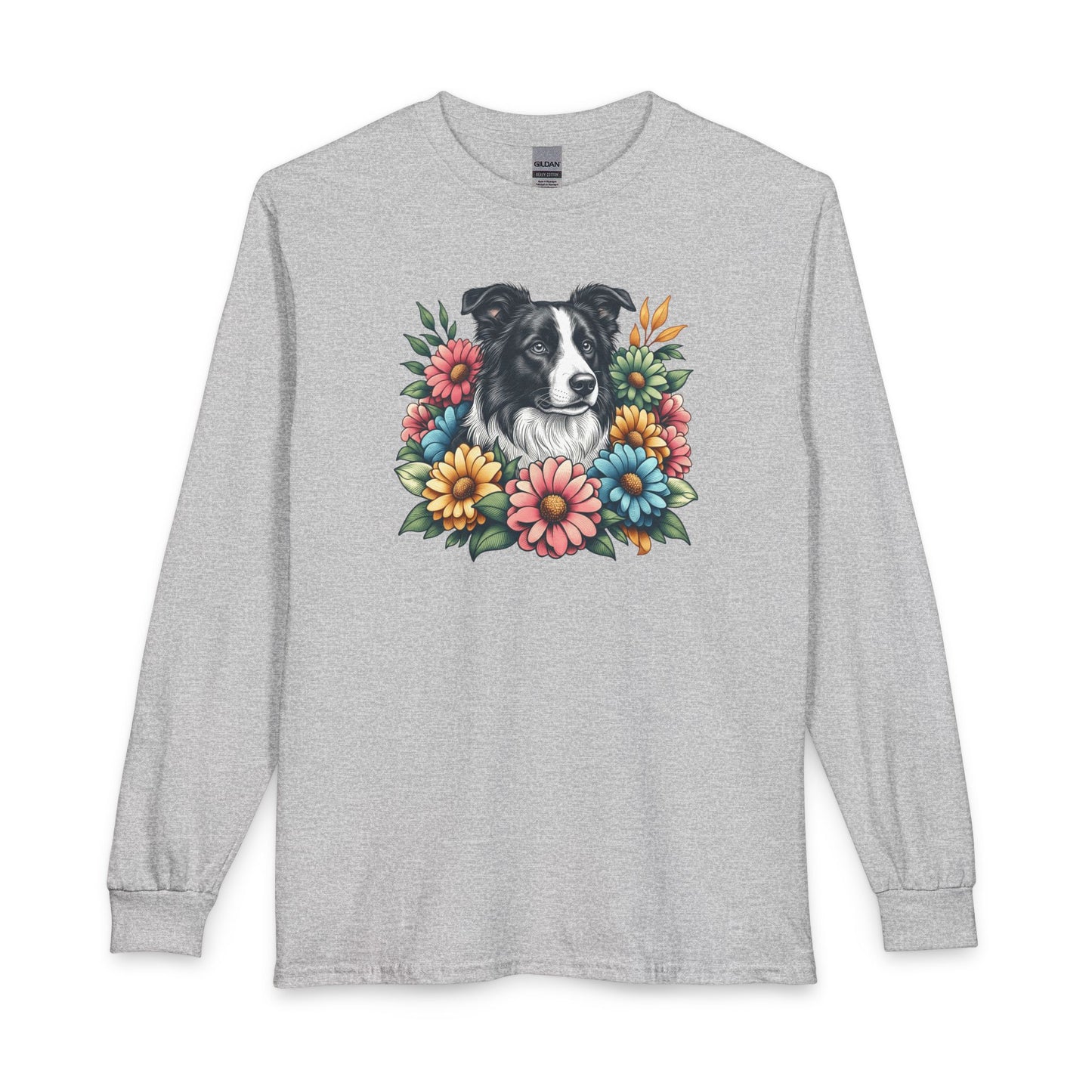 Border Collie Flowers Long Sleeve
