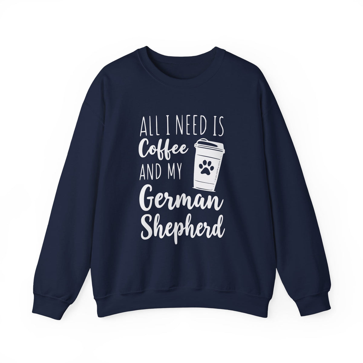 German Shepherd Coffee Crewneck Sweatshirt Navy