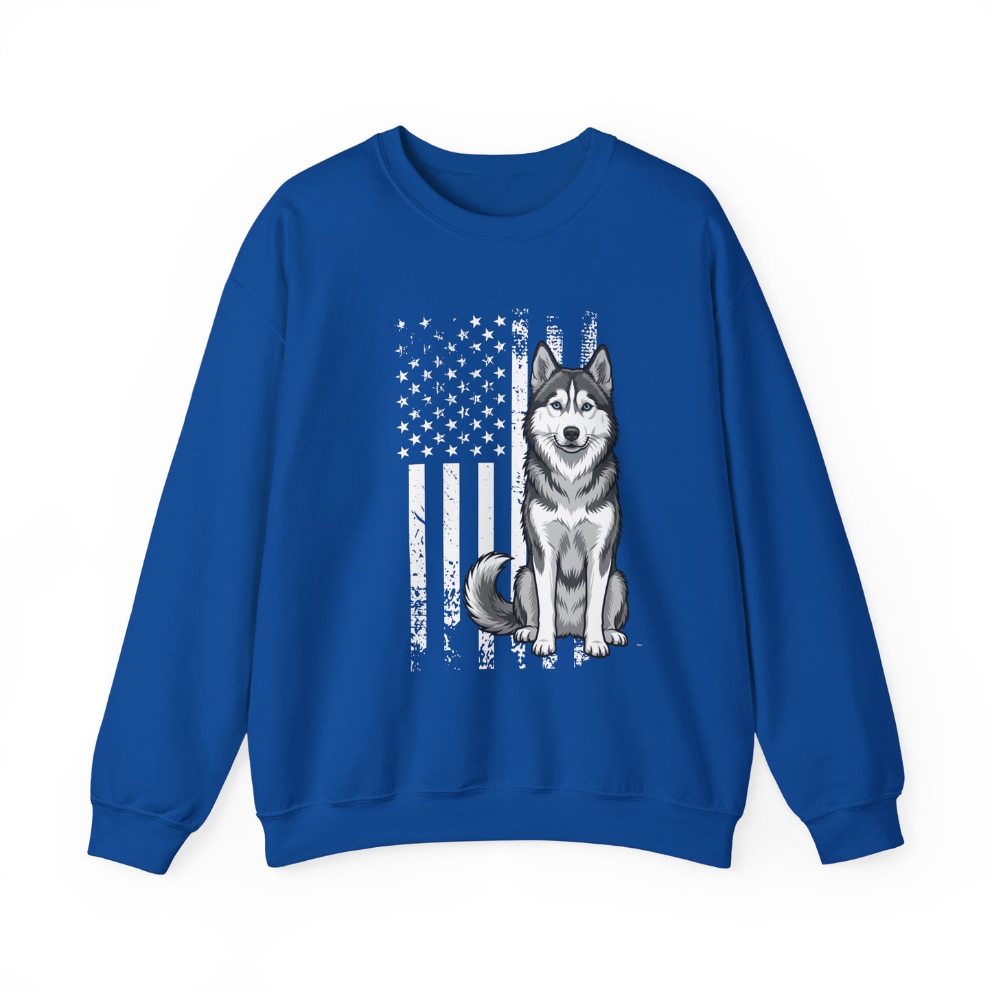 Husky USA Flag Crewneck Sweatshirt Royal