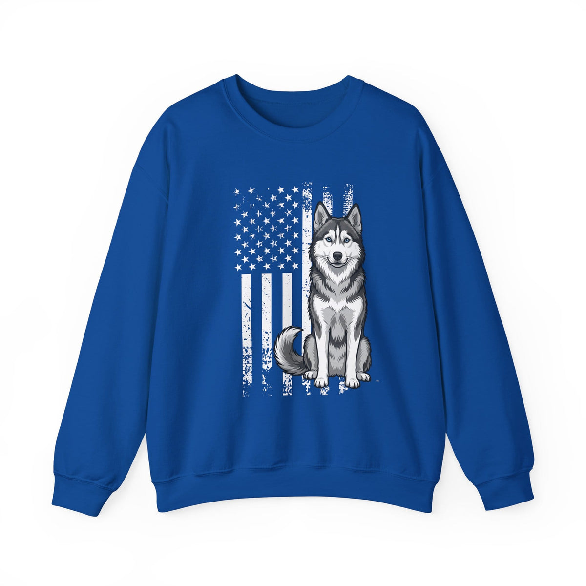 Husky USA Flag Crewneck Sweatshirt Royal
