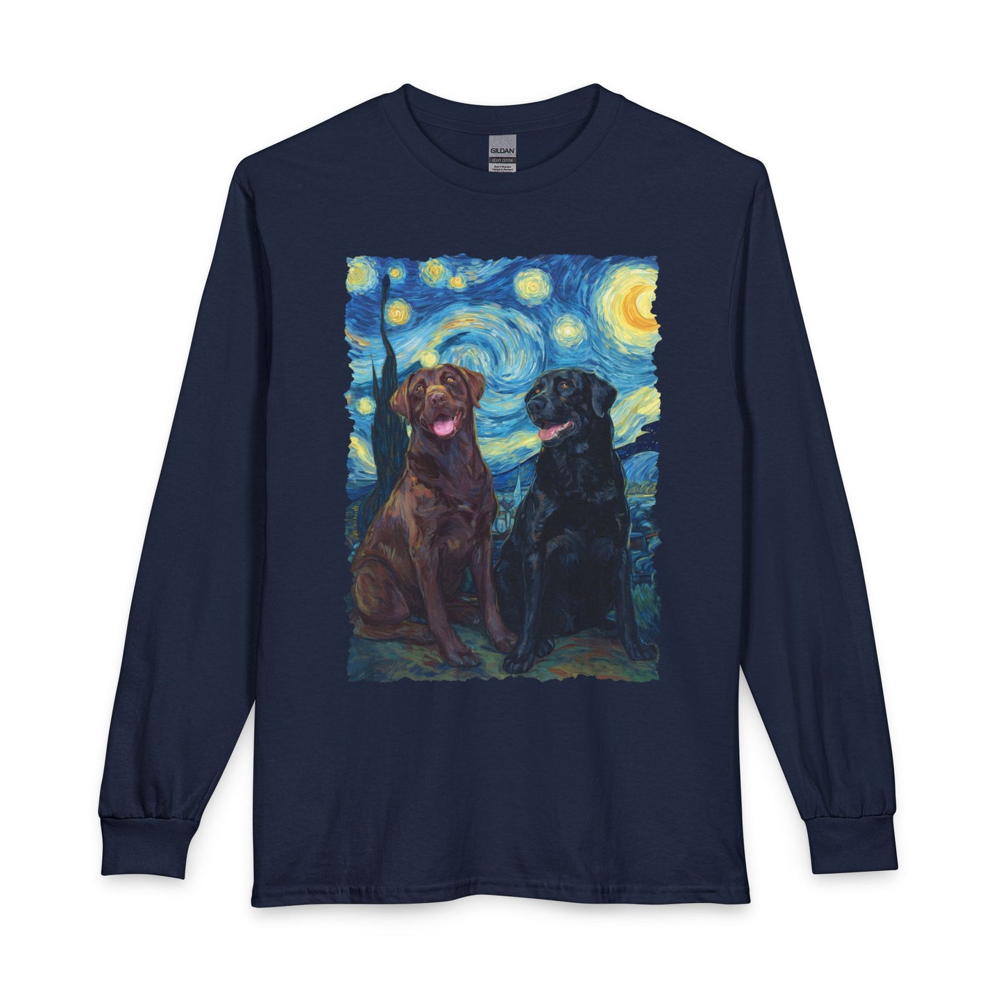 Chocolate & Black Labrador Starry Night Long Sleeve