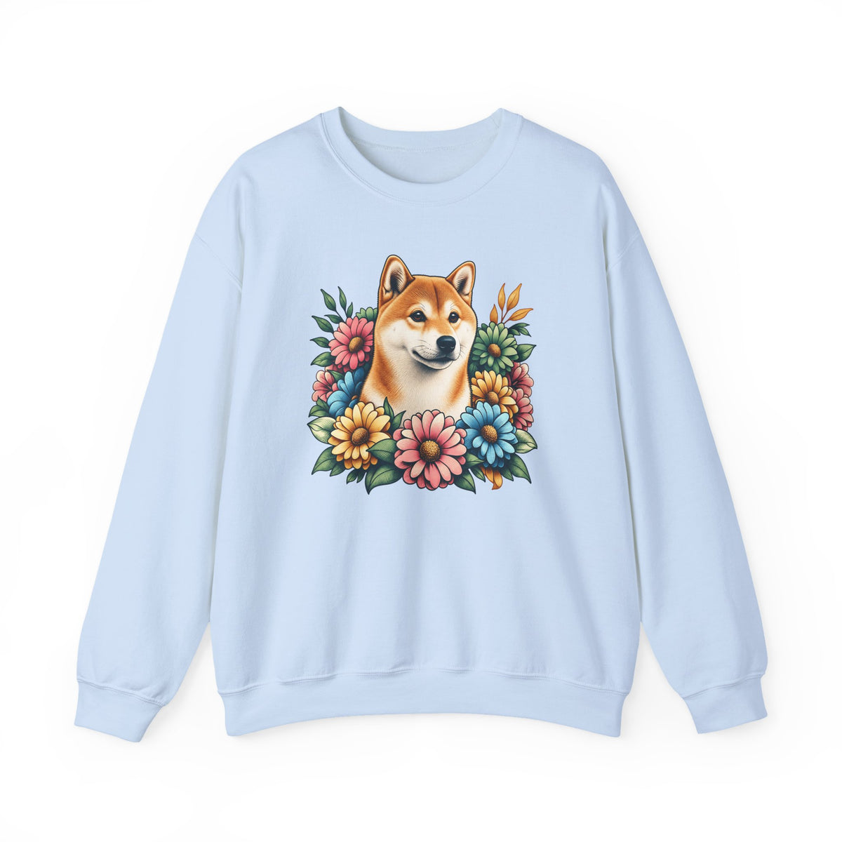 Shiba Inu Flower Wreath Crewneck Sweatshirt