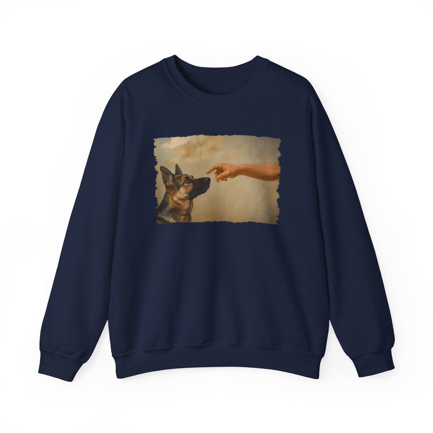God Creates German Shepherd Crewneck Sweatshirt Navy