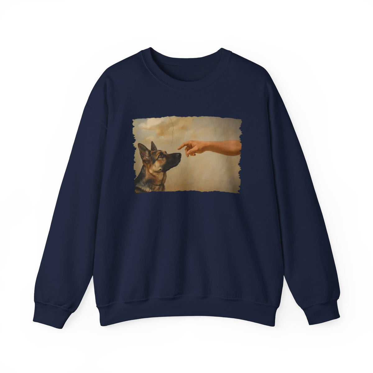 God Creates German Shepherd Crewneck Sweatshirt Navy
