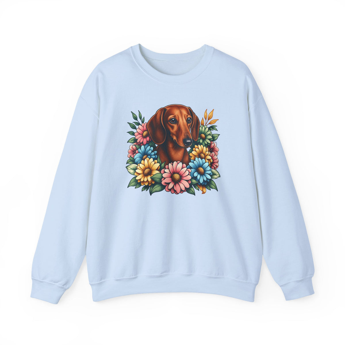Dachshund Flower Wreath Crewneck Sweatshirt