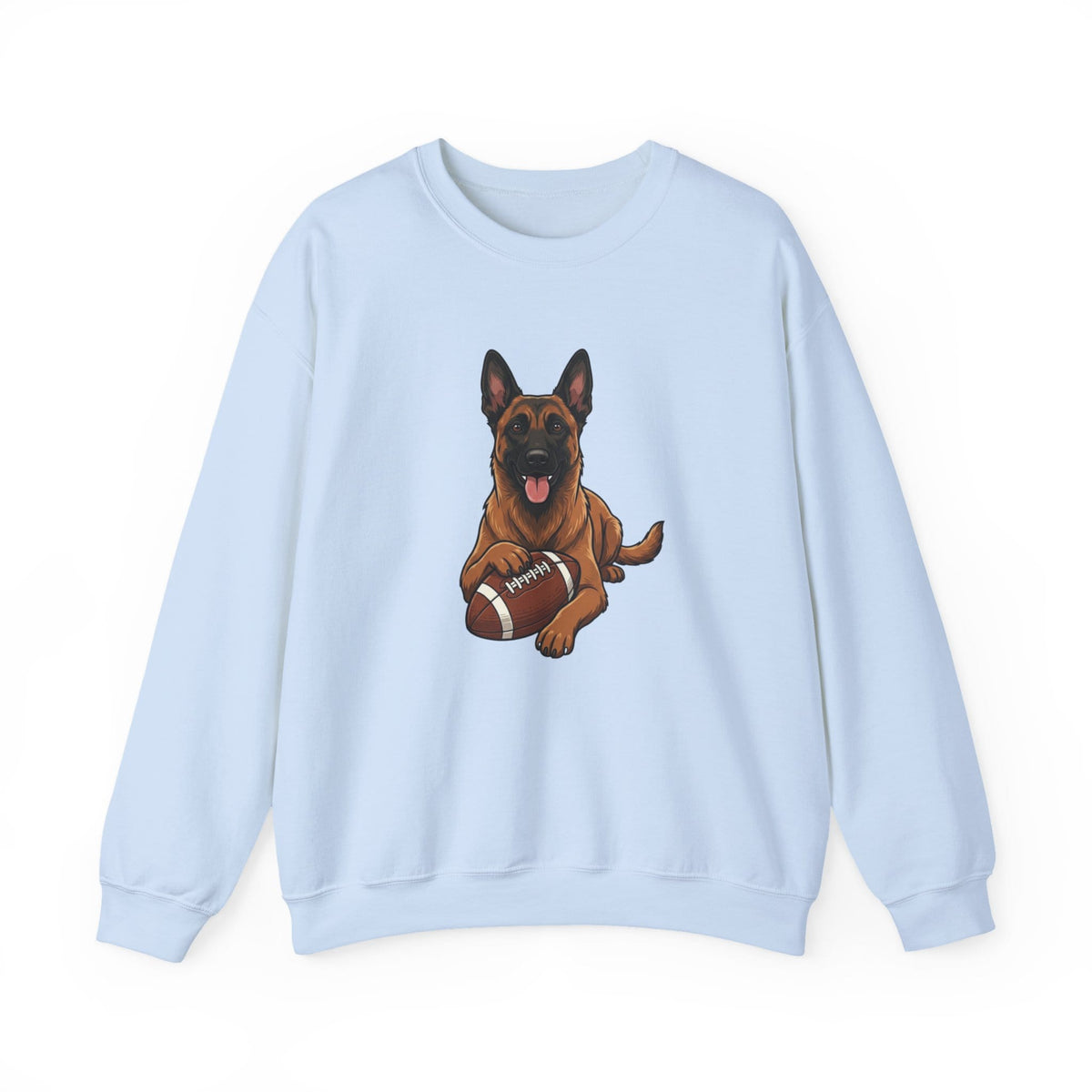Belgian Malinois Football Crewneck Sweatshirt Light Blue