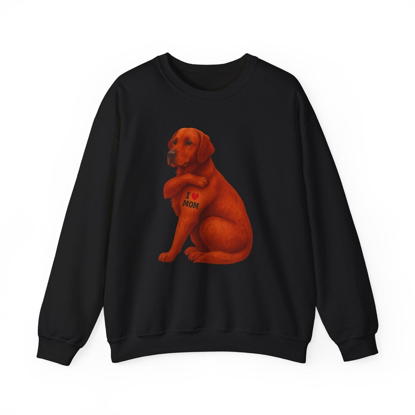 Fox Red I Love Mom Crewneck Sweatshirt Black