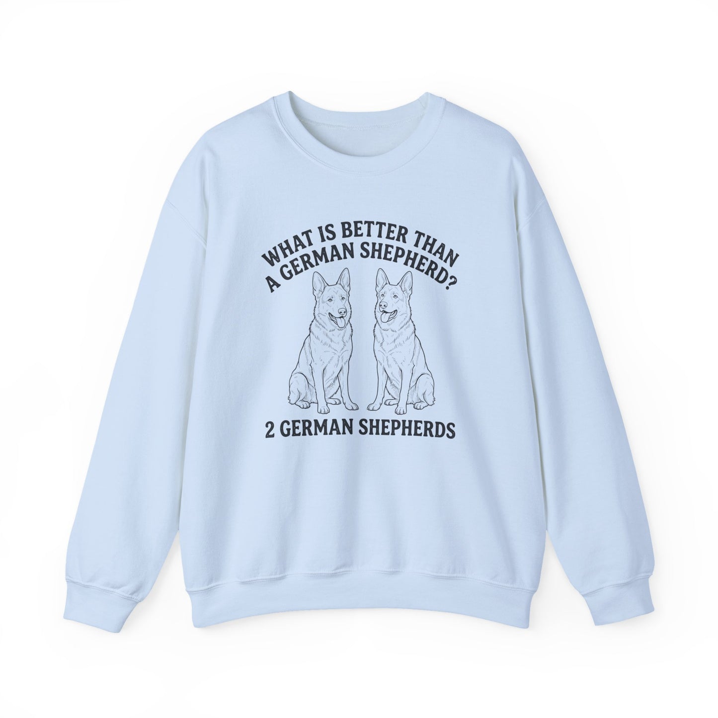 2 German Shepherds Crewneck Sweatshirt Light Blue