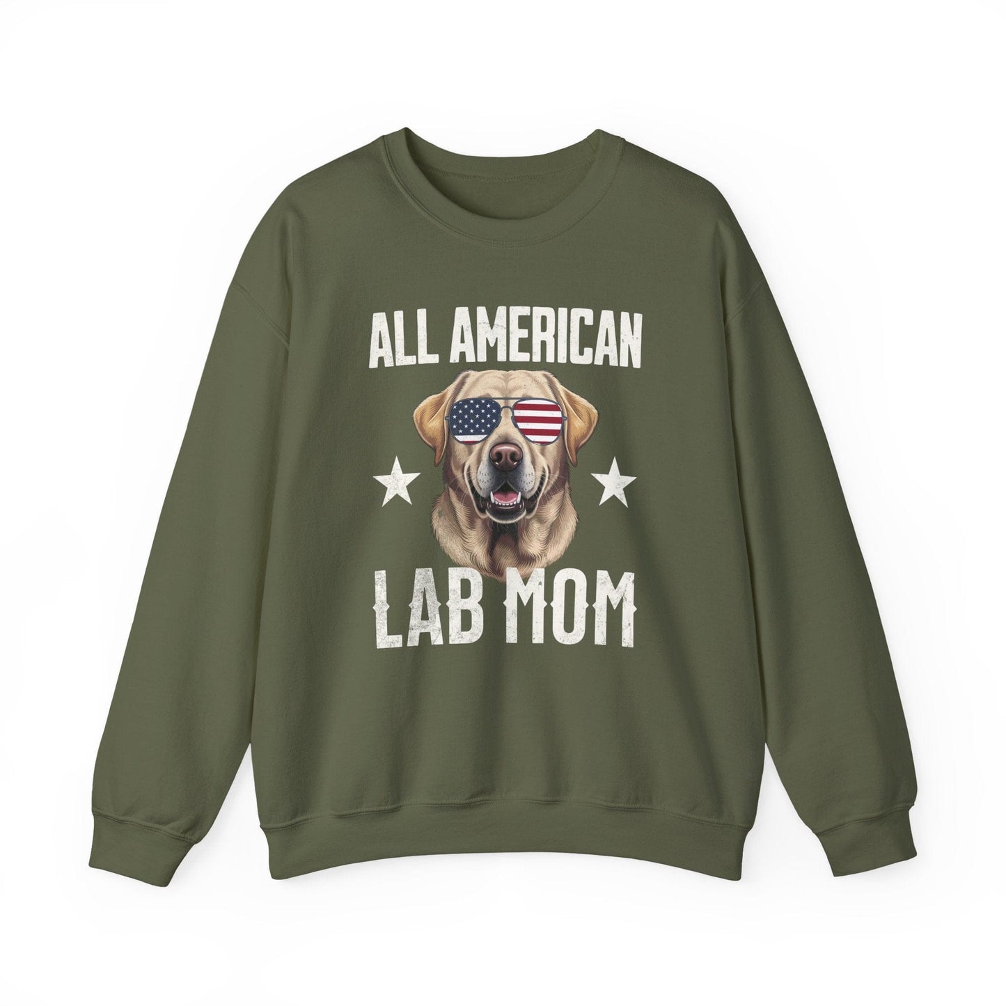 All American Lab Mom Crewneck Sweatshirt Military Green