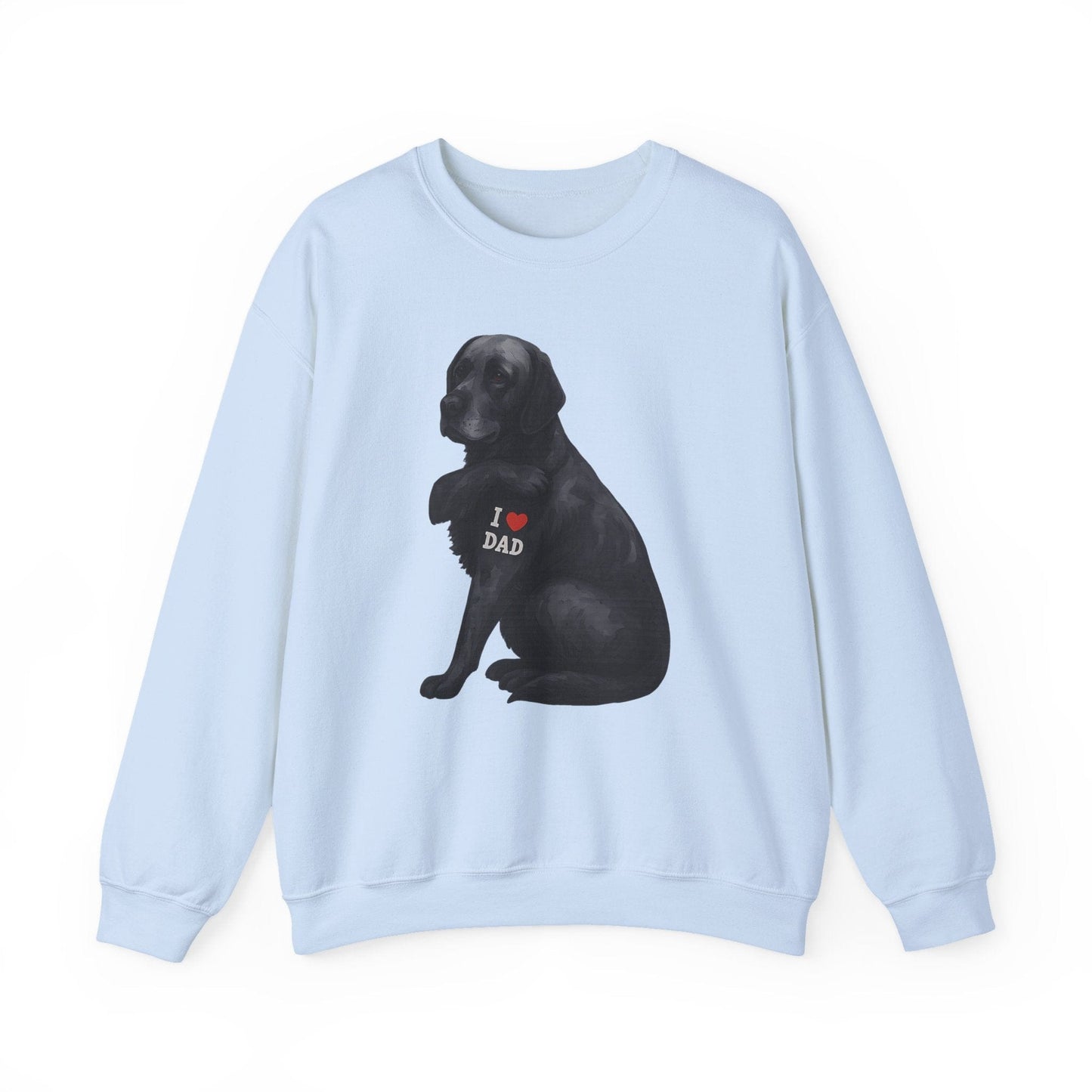 I Love Dad Black Lab Crewneck Sweatshirt Light Blue