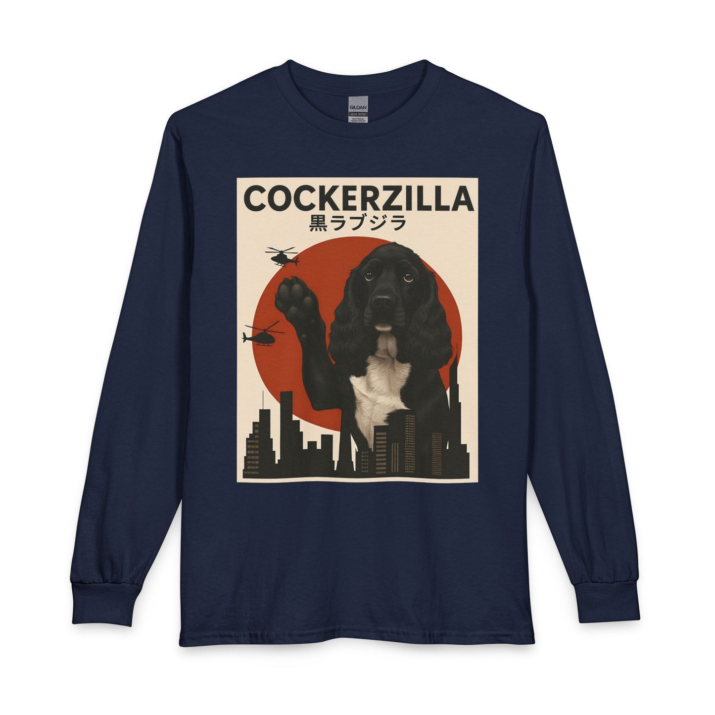 Cockerzilla Black White Cocker Spaniel Long Sleeve