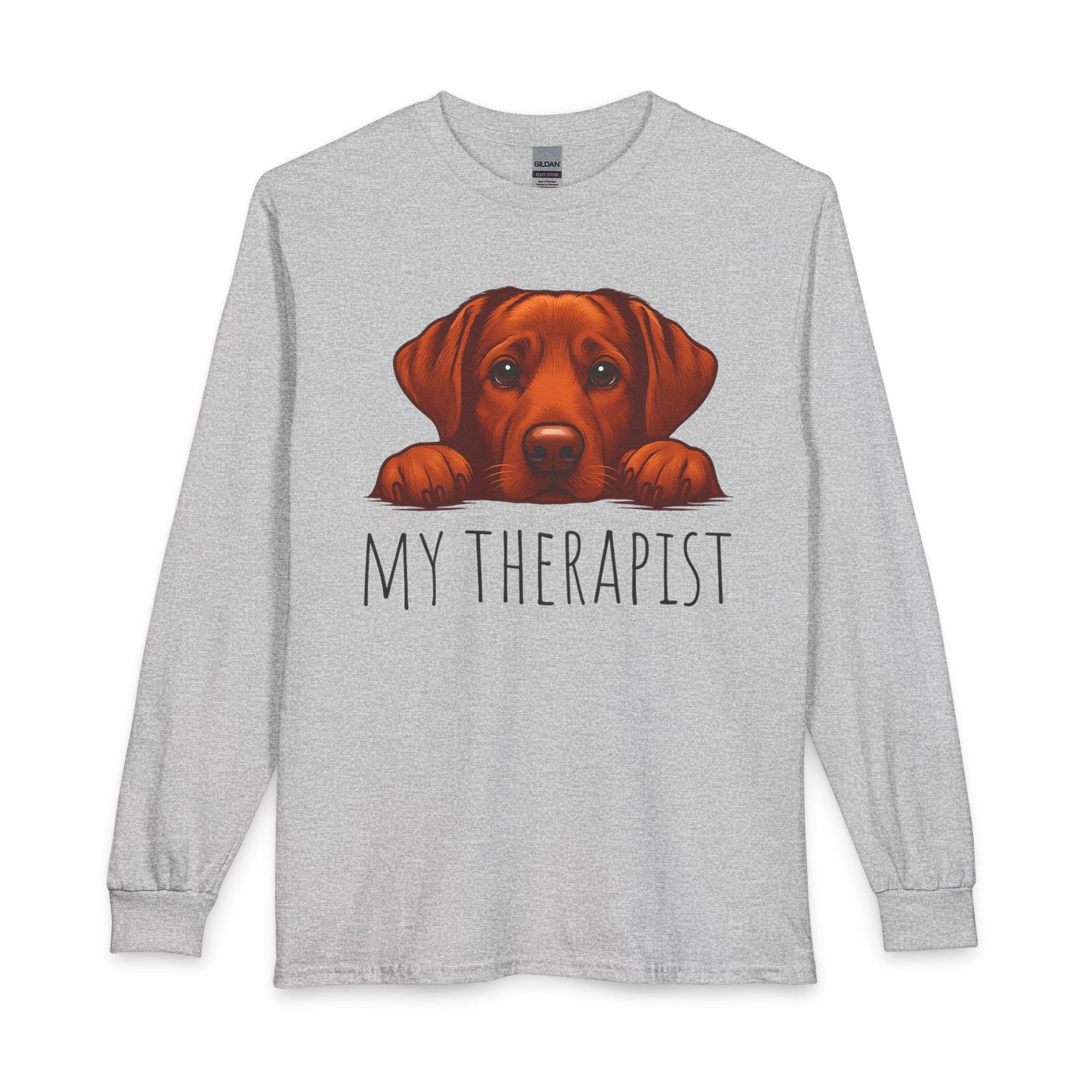 My Therapist Fox Red Lab Long Sleeve Sport Grey