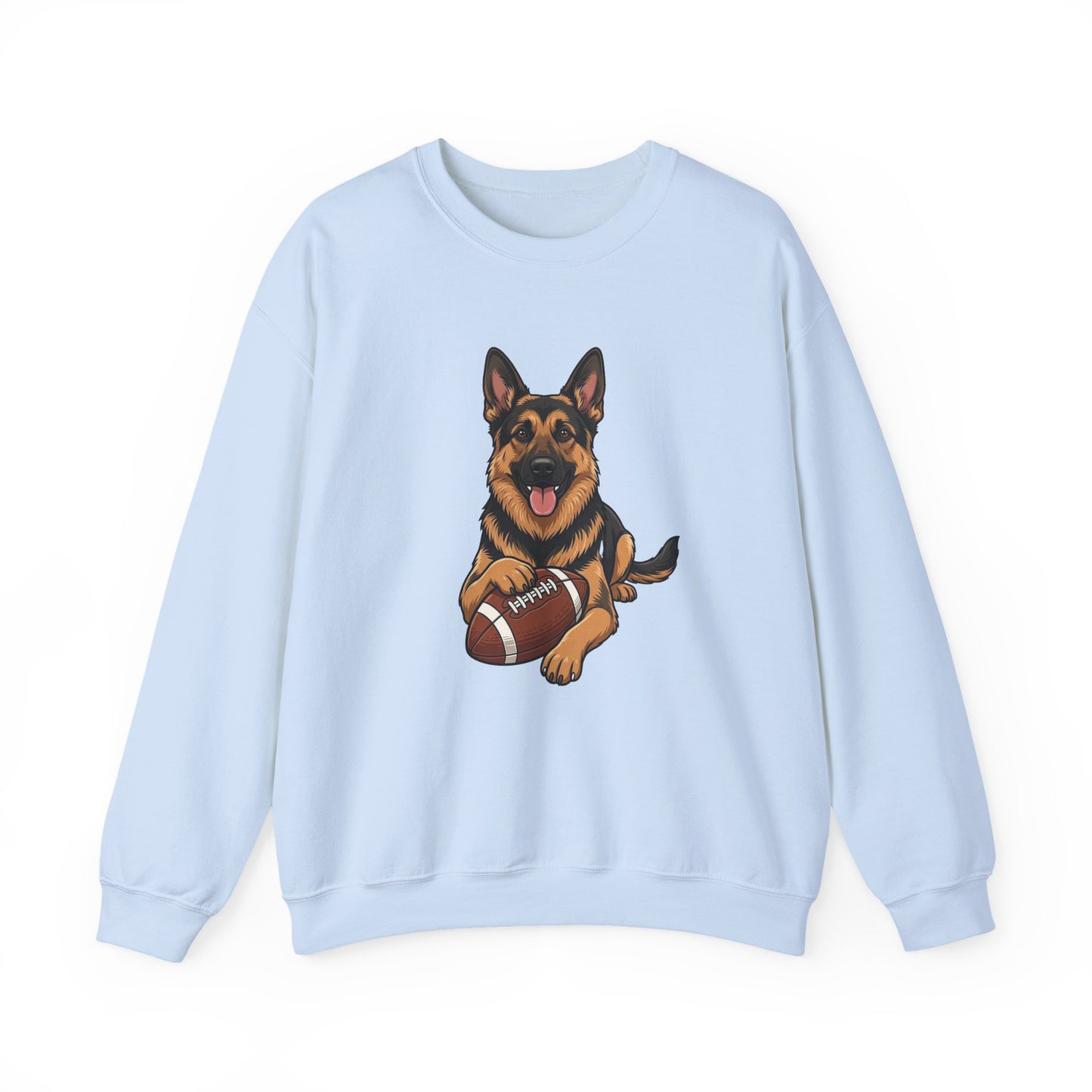 German Shepherd Football Crewneck Sweatshirt Light Blue