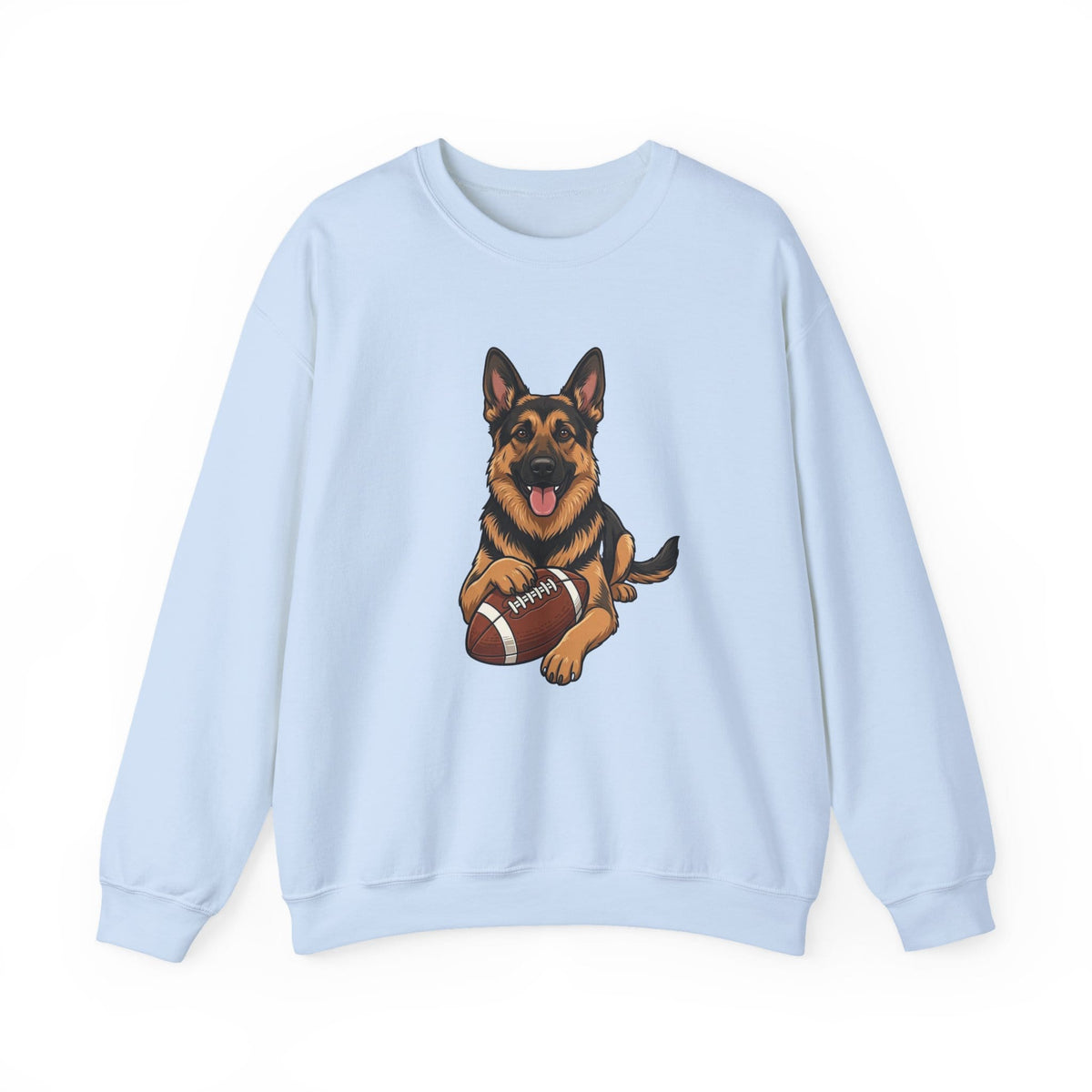 German Shepherd Football Crewneck Sweatshirt Light Blue