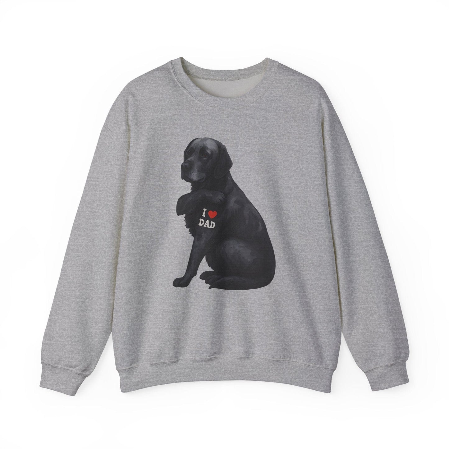 I Love Dad Black Lab Crewneck Sweatshirt Sport Grey