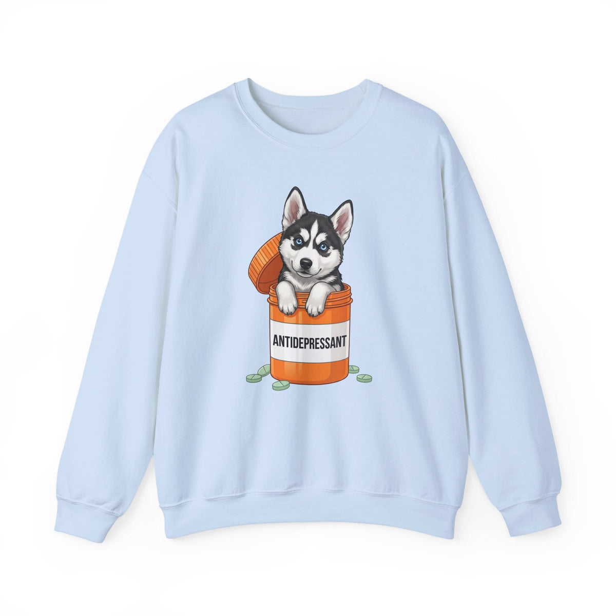 Husky Antidepressant Crewneck Sweatshirt Light Blue