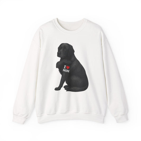 I Love Mom Black Lab Sweatshirt White