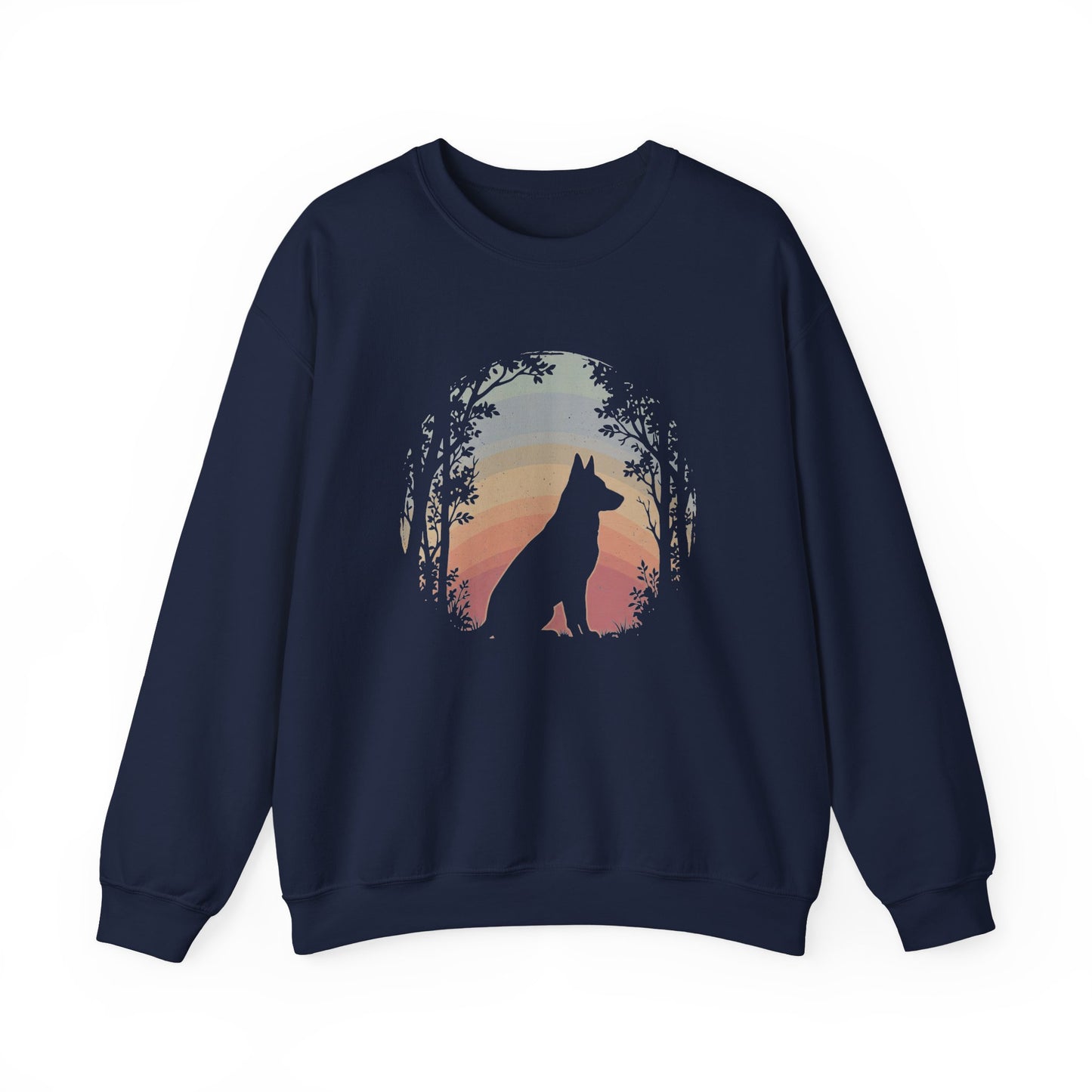 German Shepherd Nature Crewneck Sweatshirt Navy